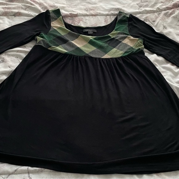 Vintage Forever 21 Y2K Black tunic with green plaid detailing size S Made in USA - Picture 14 of 14